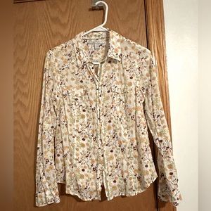 Floral button up shirt, size Lg